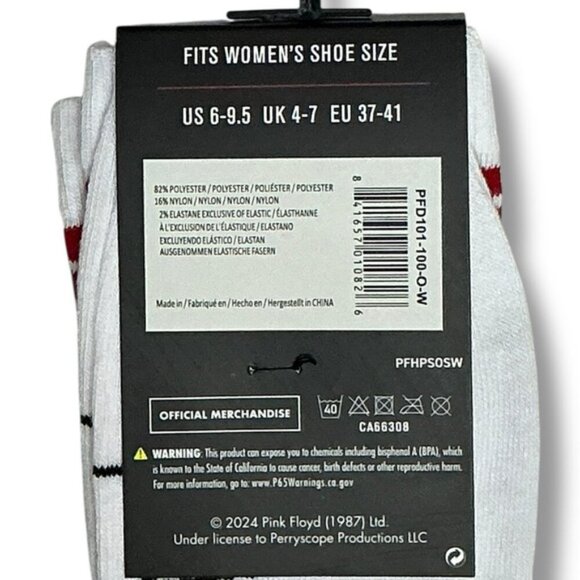 Pink Floyd Womens Crew Socks Rainbow Striped One Size NEW - Picture 6 of 16